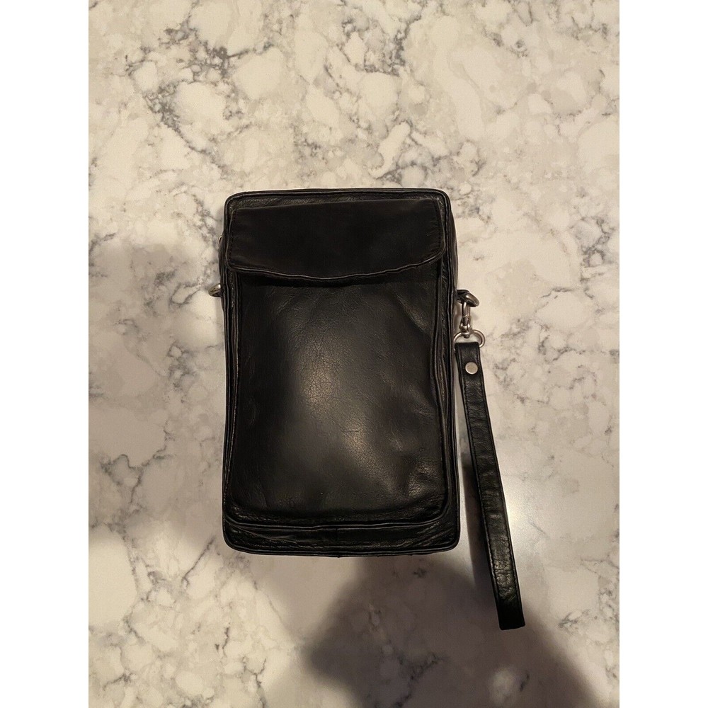 Wilson Black Leather Zipper Closure Wallet Purse Clutch Bro Sack w/o strap